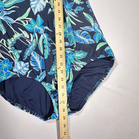 Lands' End‎ Swimsuit Womens 16 Long Blue Floral One Piece Tank Underwire Cups - Picture 16 of 16